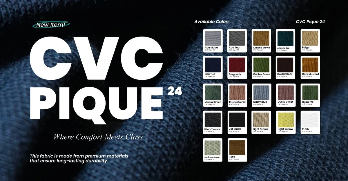 CVC PIQUE bahan kain pique, kain pique, pique cvc, kain lacoste, pique CVC, apa itu kain pique dan lacoste